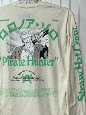 One Piece Straw Hat Crew Roronoa Zoro L/S Shirt L NWOT